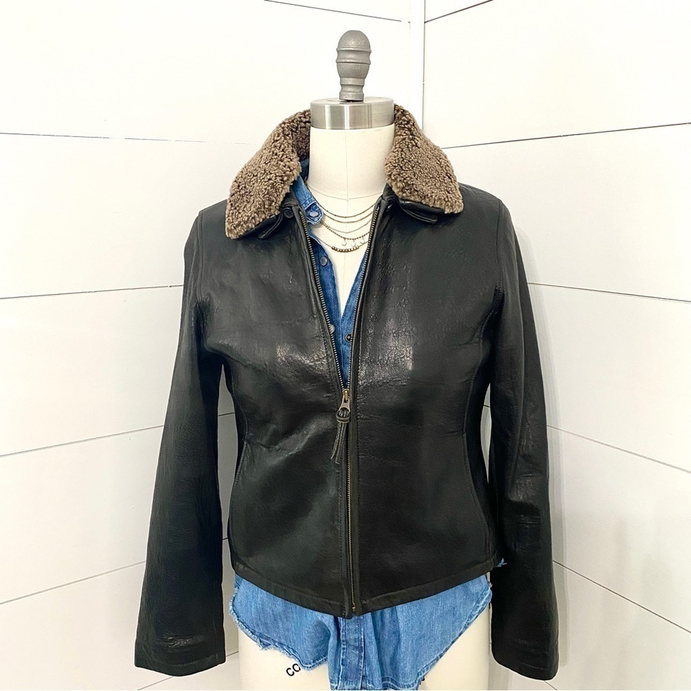 Vintage Couture by J. Park Black Lamb Leather Aviator Bomber Jacket, Size Medium - Picture 4 of 15